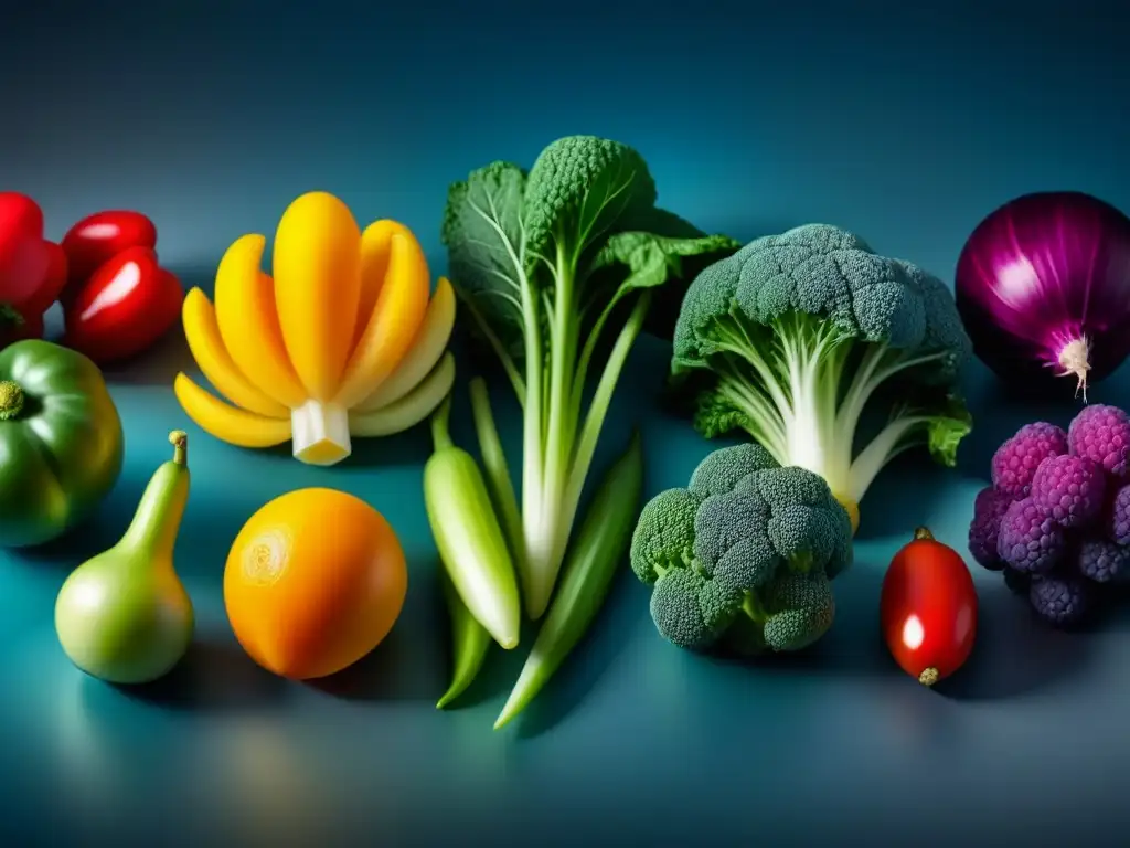 Arte en fermentación: colorido gradientes de verduras fermentadas Una obra de arte minimalista con una variedad de verduras fermentadas en un degradado de colores, transmitiendo la belleza de la fermentación