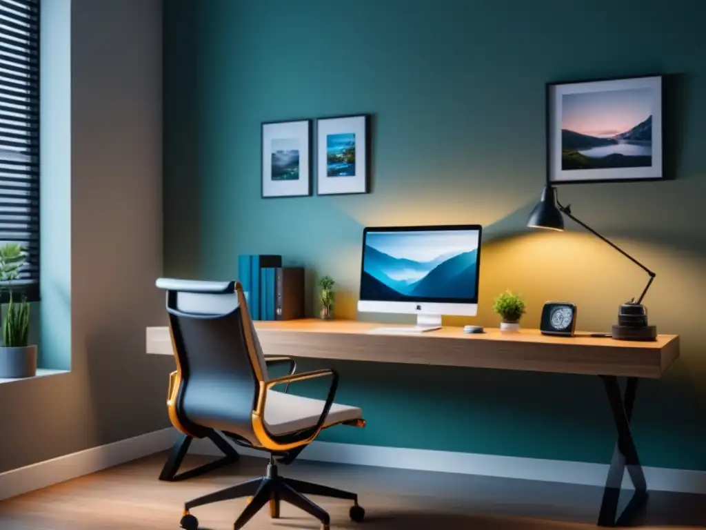 Oficina en casa minimalista para un sueño reparador Oficina en casa con diseño ergonómico y ambiente relajante para un buen sueño