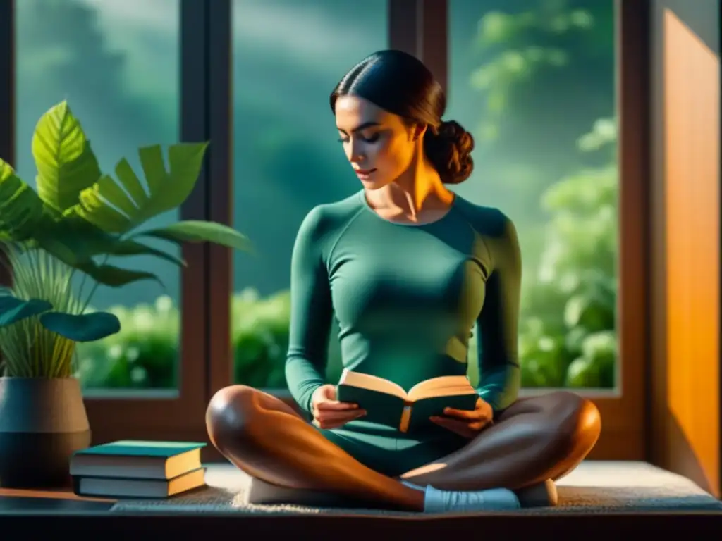 Mindfulness y gratitud: escribiendo en paz entre plantas Persona escribiendo en un diario de gratitud en un ambiente sereno y lleno de plantas verdes