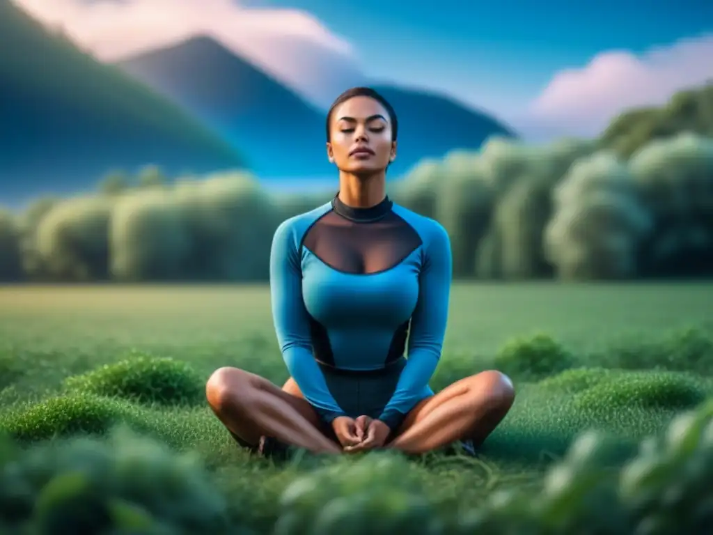 Serena conexión con la naturaleza: meditación en el pasto Persona meditando en la naturaleza, conectada con la tierra