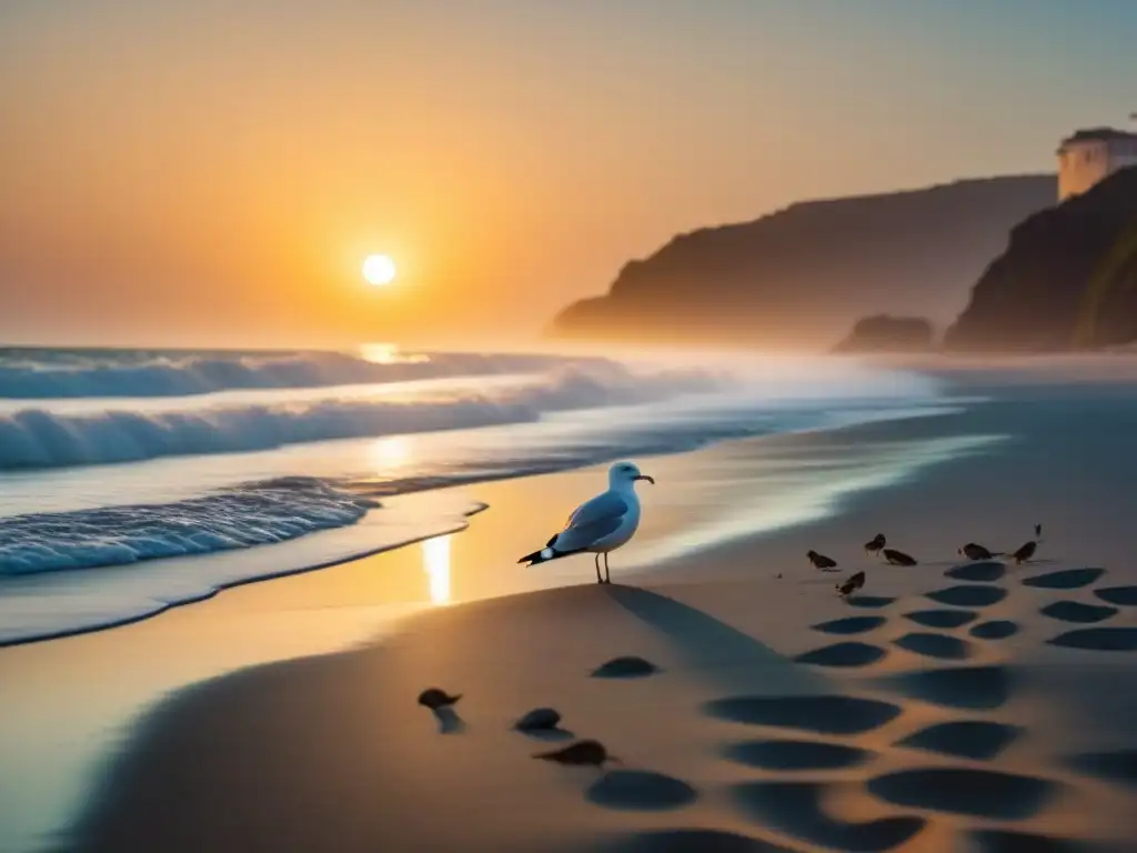 Playa al atardecer: meditación y calma Persona practicando técnicas de respiración profunda certificadas en playa al atardecer