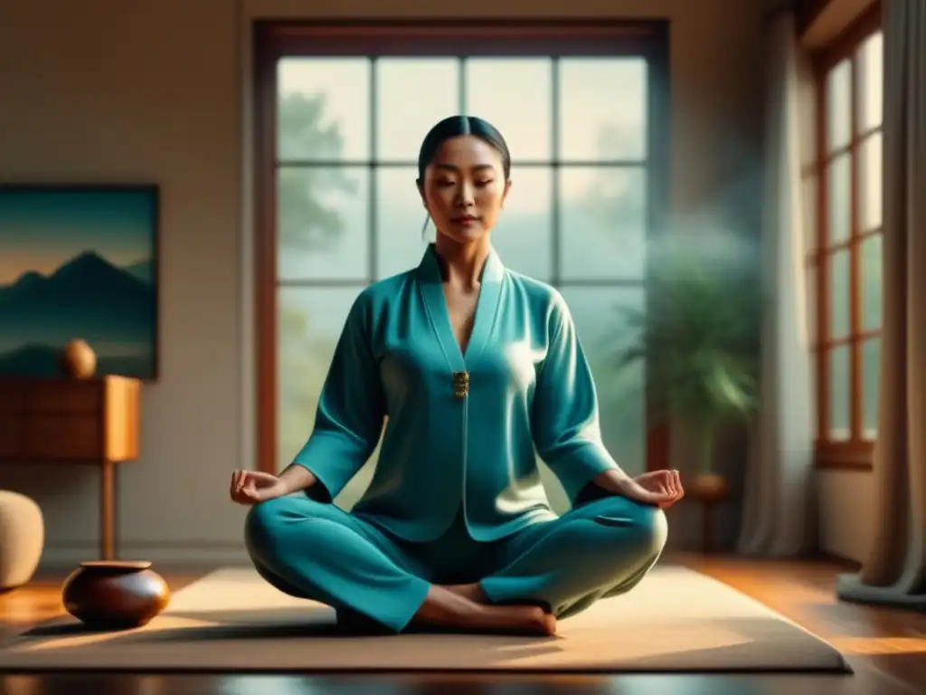 Armonía en Casa: Practicantes de Qi Gong en Movimiento Personas de todas las edades practican Qi Gong adaptado con armonía en casa, fluidez y precisión