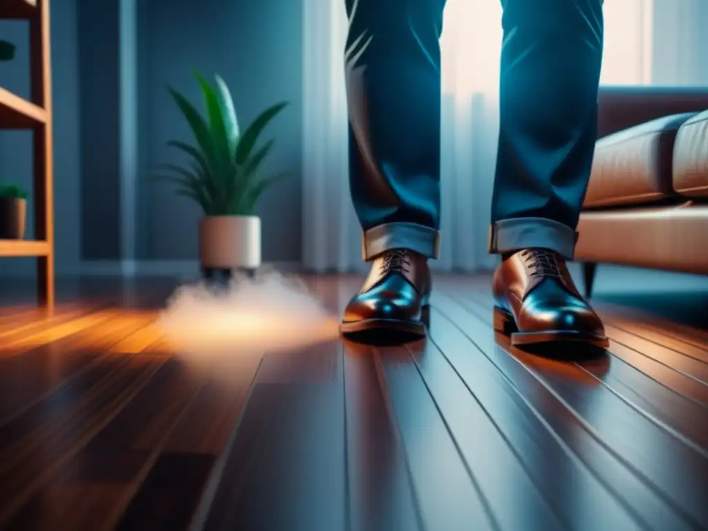 Salón minimalista: suelo de madera que transmite tranquilidad Pisos silenciosos para hogar: Salón minimalista con suelo de madera moderno y tranquilo, iluminación suave y plantas decorativas