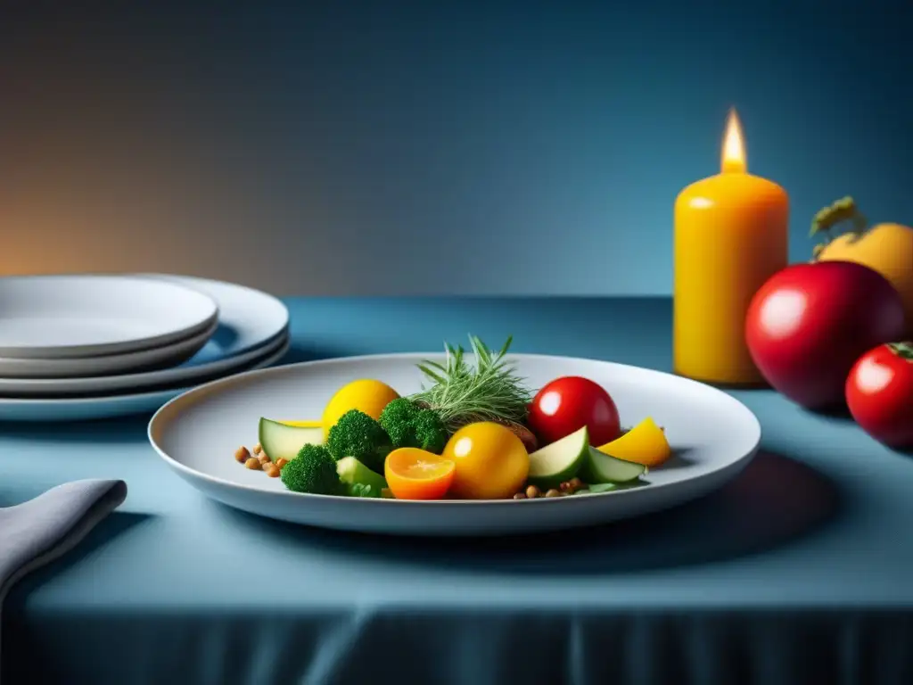 Plato saludable y colorido para dietas especiales Un plato colorido y nutritivo en mesa elegante