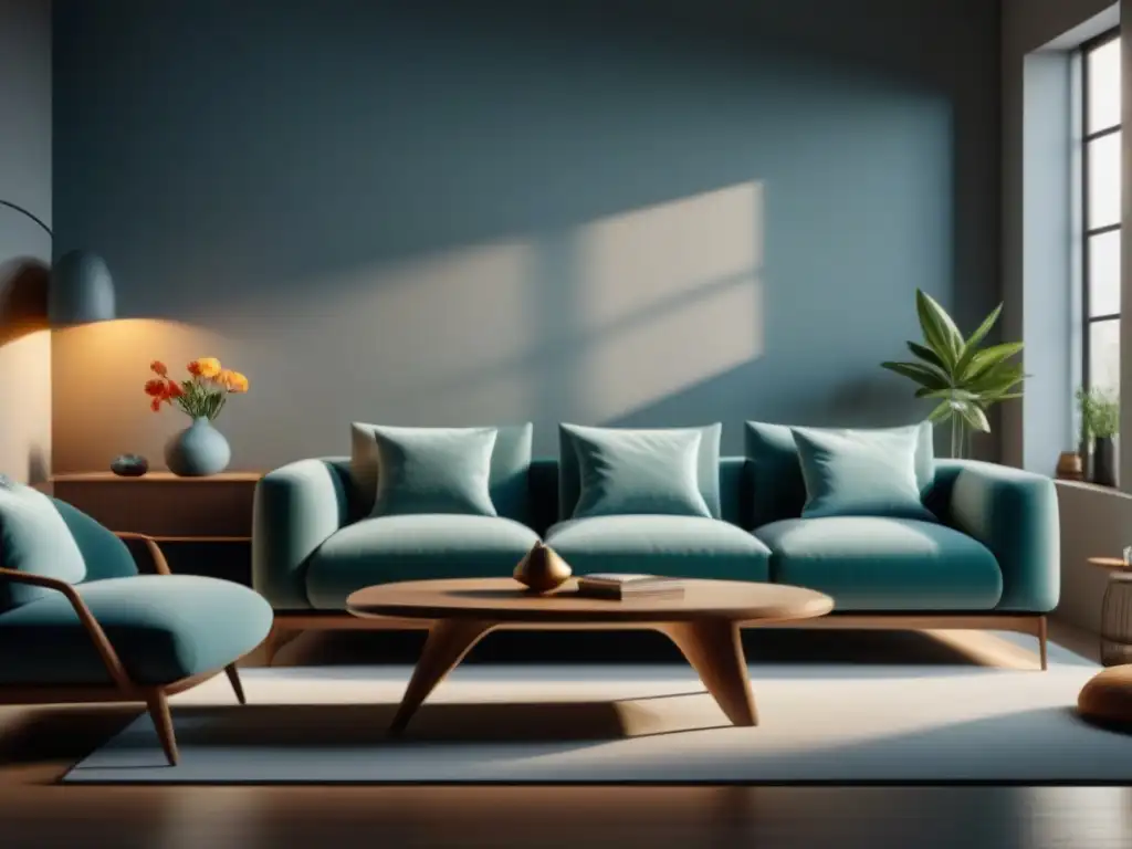 Salón minimalista: paz y serenidad en casa Un refugio minimalista: sala serena y despejada, muebles elegantes en tonos neutros, decoración sutil