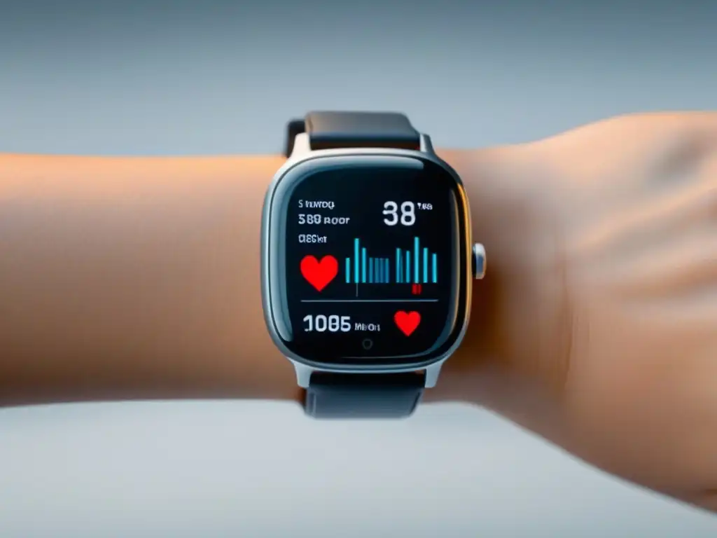 Reloj inteligente moderno mostrando métricas de salud y sueño