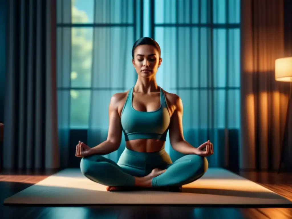 Rincón de relajación y mindfulness: yoga, aromaterapia y libros Un rincón acogedor de relajación profunda en casa, con tonos terrosos suaves y elementos de bienestar