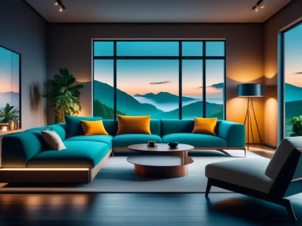 Salón moderno con iluminación inteligente para ambientes personalizados