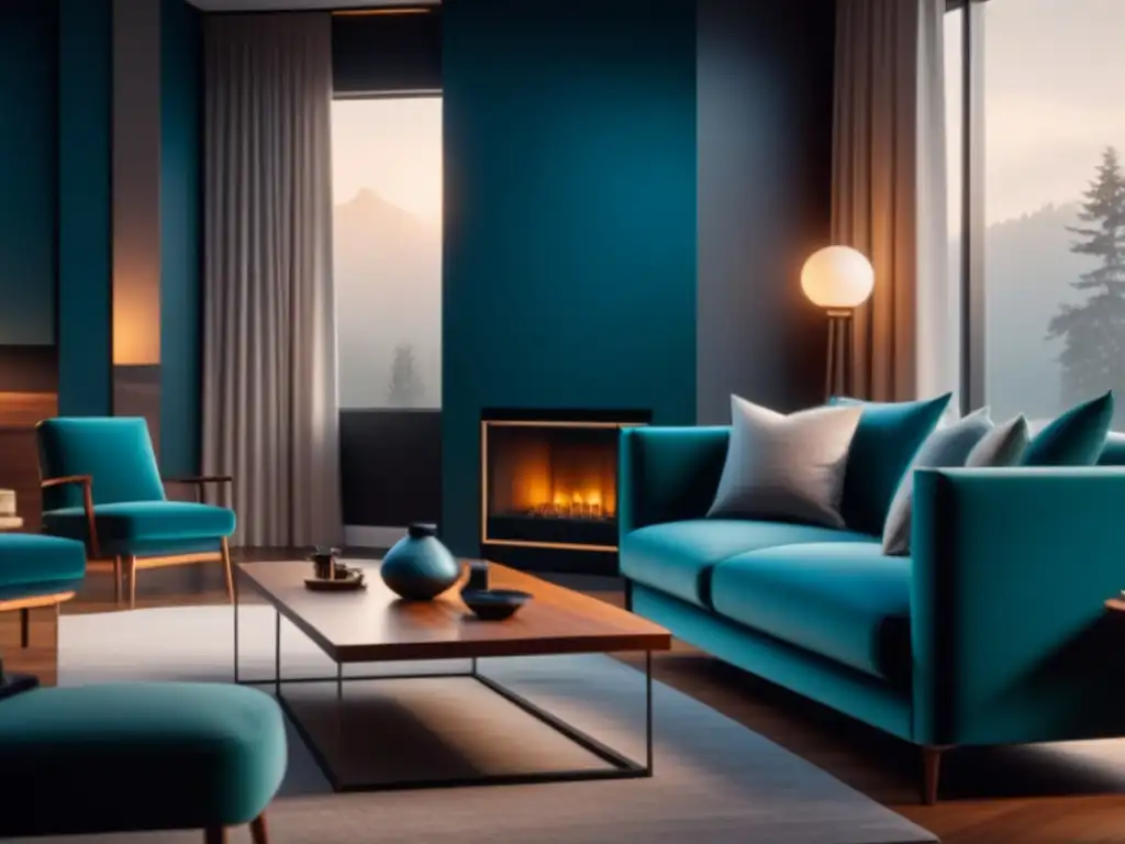 Salón moderno con sistema de sonido ambiental de alta fidelidad integrado en la decoración del hogar