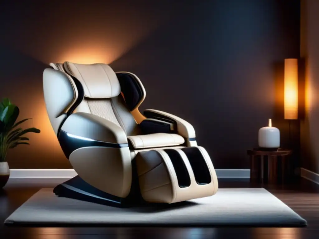 Silla de masaje de alta gama en lujoso salón, elegante y sofisticado