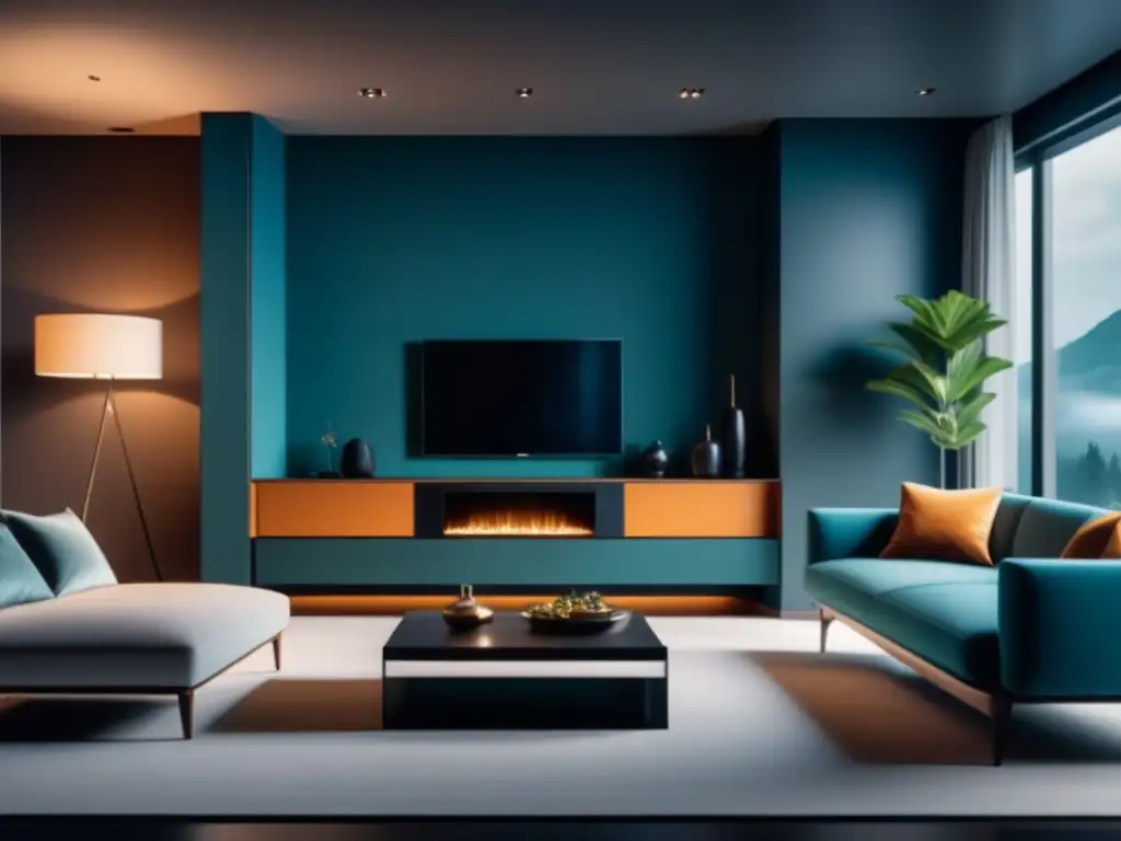 Diseño sonido hogar relajación: Salón moderno con sistema de sonido integrado en armonía con la decoración y el ambiente relajante