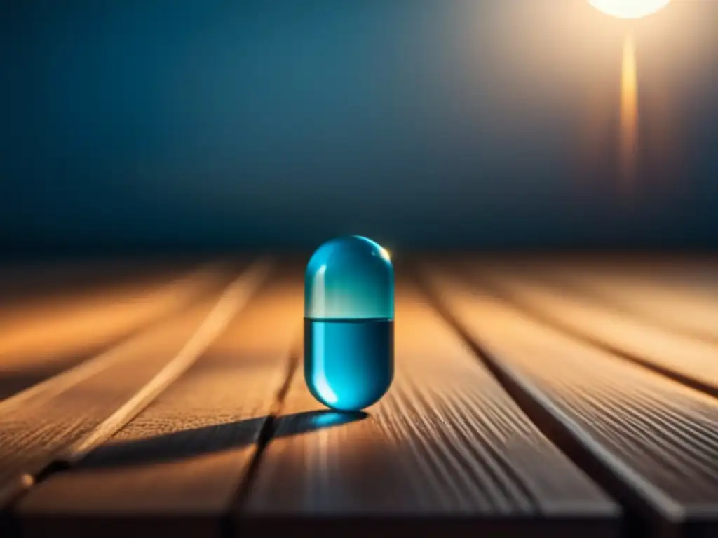 Suplemento de zinc: pureza y esperanza en una píldora brillante Un suplemento de zinc brillante y puro, simbolizando esperanza y claridad para aliviar la ansiedad